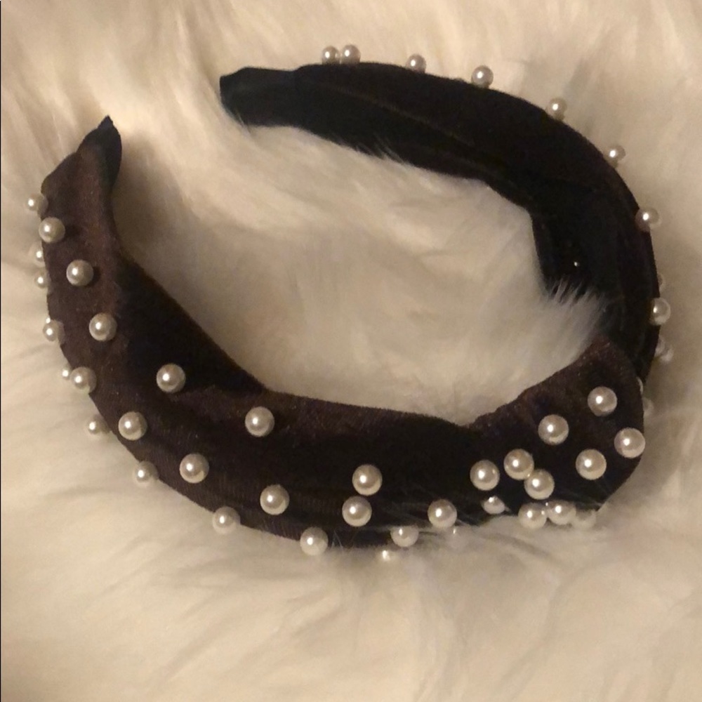 Chocolate brown pearl headband new - Picture 2 of 6